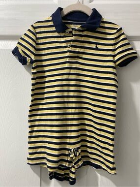 Ralph Lauren Yellow & Navy Striped Polo Romper